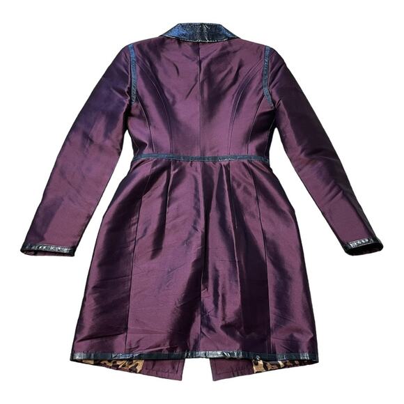 Dolce & Gabbana Vintage Burgundy Silk Black Faux Leather Trim 42 IT 6 US - Picture 2 of 4